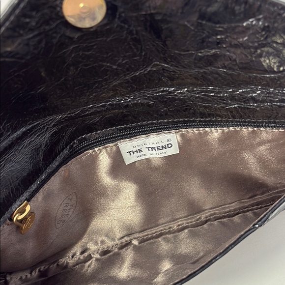 Vintage The Trend Chic Black Leather Wristlet Clutch - Picture 4 of 12